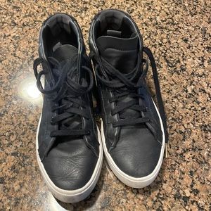 Adidas black leather high top